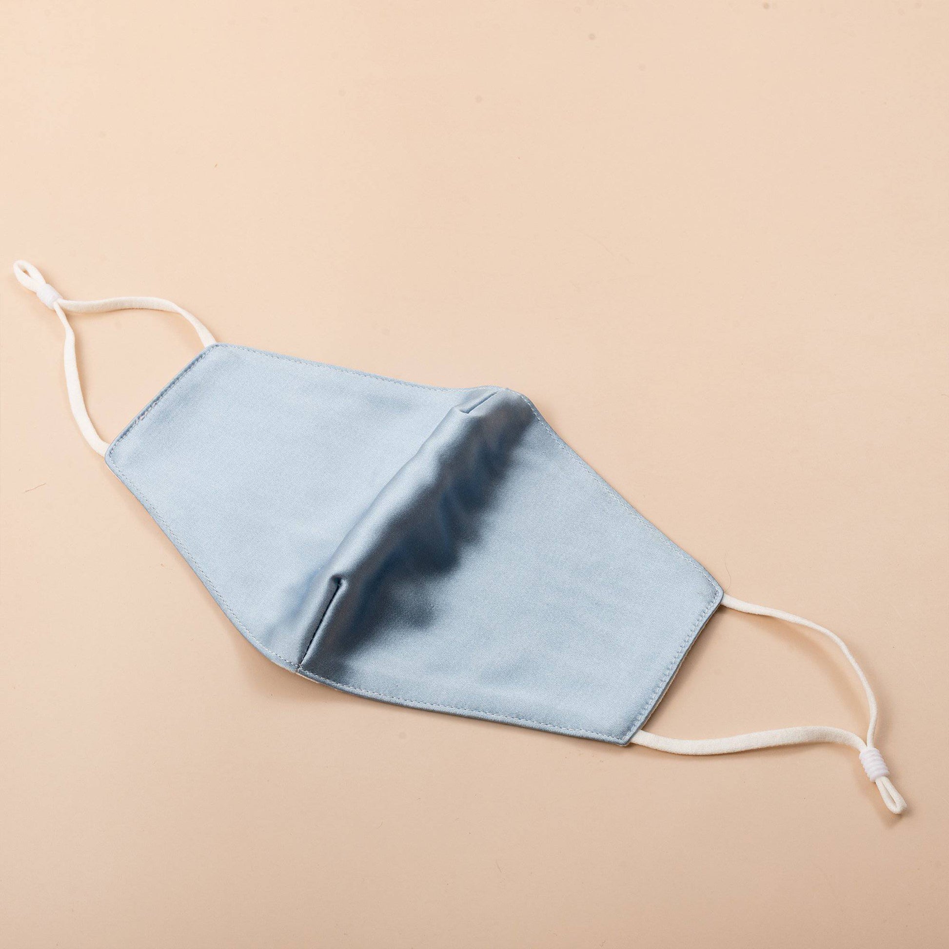 Lily Satin Face Mask Face Covering > facemask > satin facemask > washable facemask > cloth facemask > facemask with filter pocket > bridal facemask > facemask for wedding Claire & Clara Without Filter Pocket Blue 