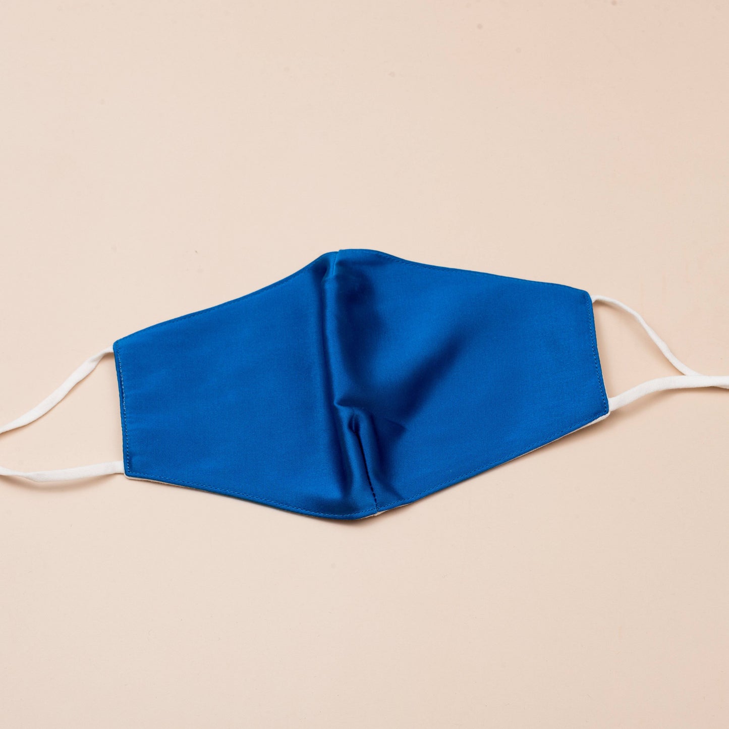 Lily Satin Face Mask Face Covering > facemask > satin facemask > washable facemask > cloth facemask > facemask with filter pocket > bridal facemask > facemask for wedding Claire & Clara Without Filter Pocket Royal Blue 