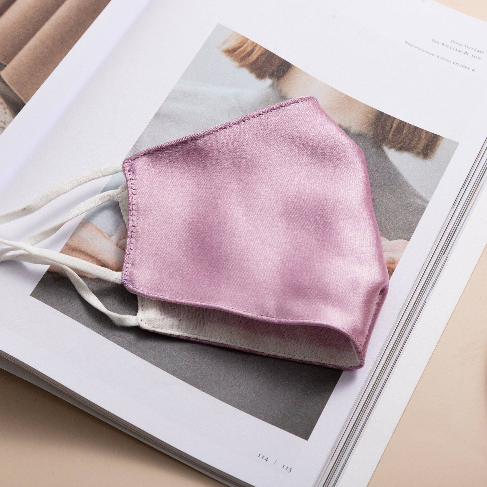 Lily Satin Face Mask Face Covering > facemask > satin facemask > washable facemask > cloth facemask > facemask with filter pocket > bridal facemask > facemask for wedding Claire & Clara 