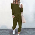 Linda Solid Color Casual Sport Set Set Claire & Clara Army Green S 