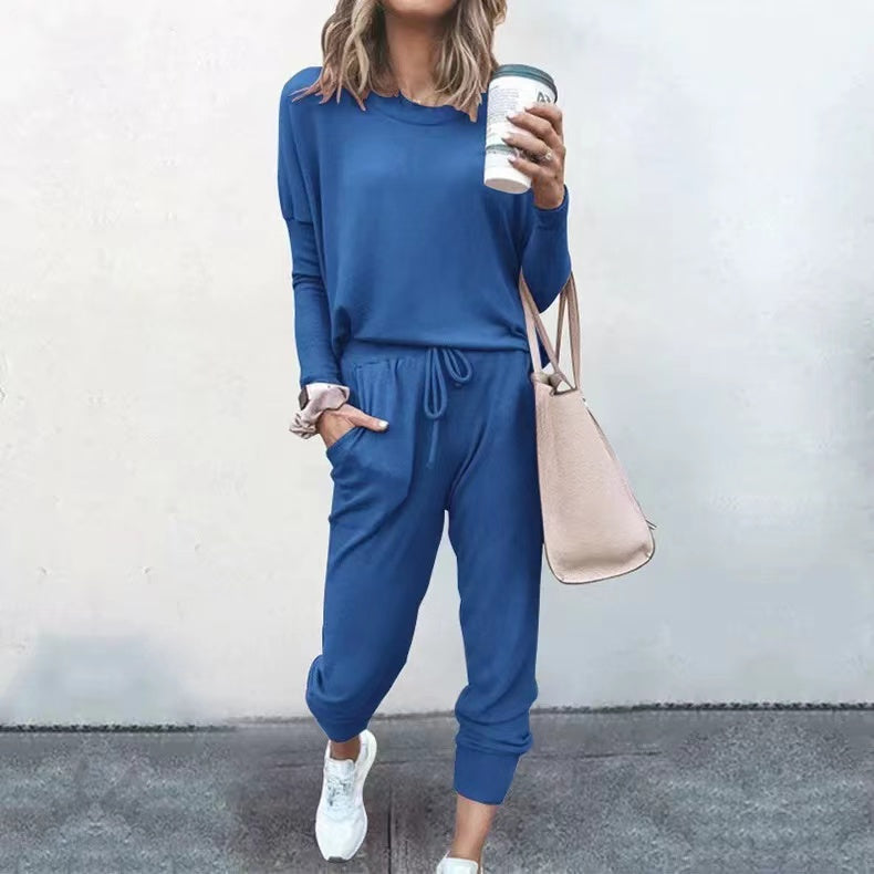 Linda Solid Color Casual Sport Set Set Claire & Clara Blue S 
