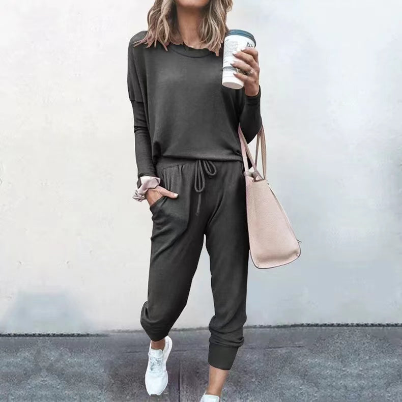 Linda Solid Color Casual Sport Set Set Claire & Clara Dark Grey S 