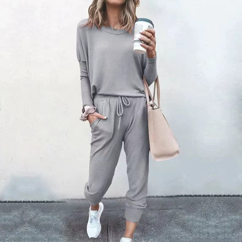 Linda Solid Color Casual Sport Set Set Claire & Clara Light Grey S 
