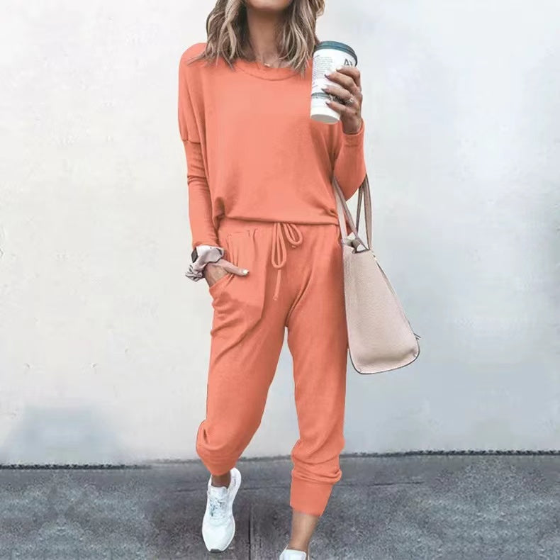Linda Solid Color Casual Sport Set Set Claire & Clara Melon Red S 