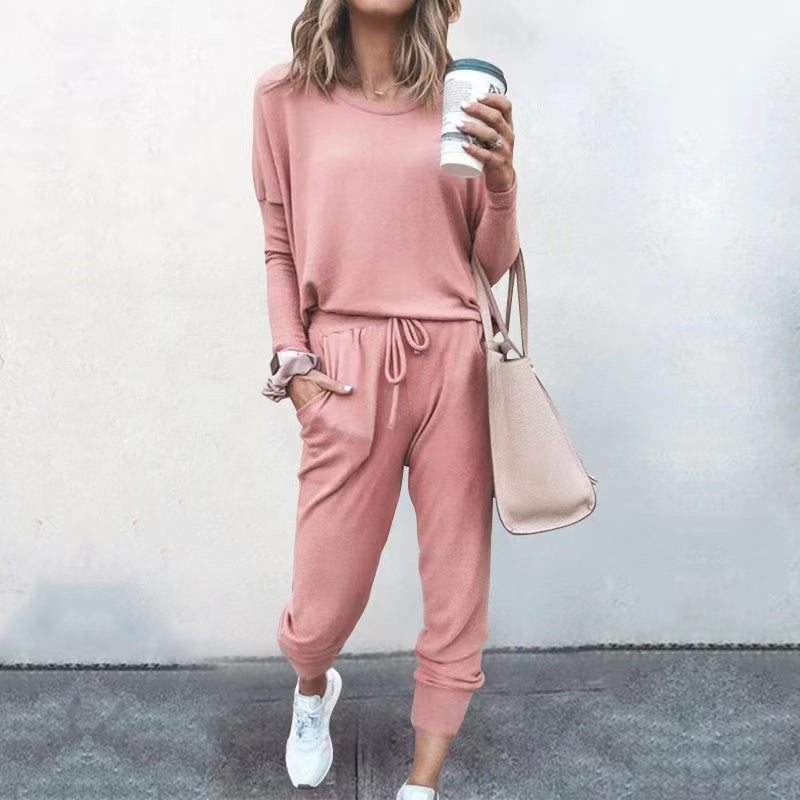 Linda Solid Color Casual Sport Set Set Claire & Clara Pink S 