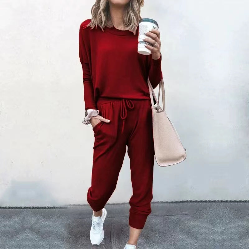 Linda Solid Color Casual Sport Set Set Claire & Clara Wine S 