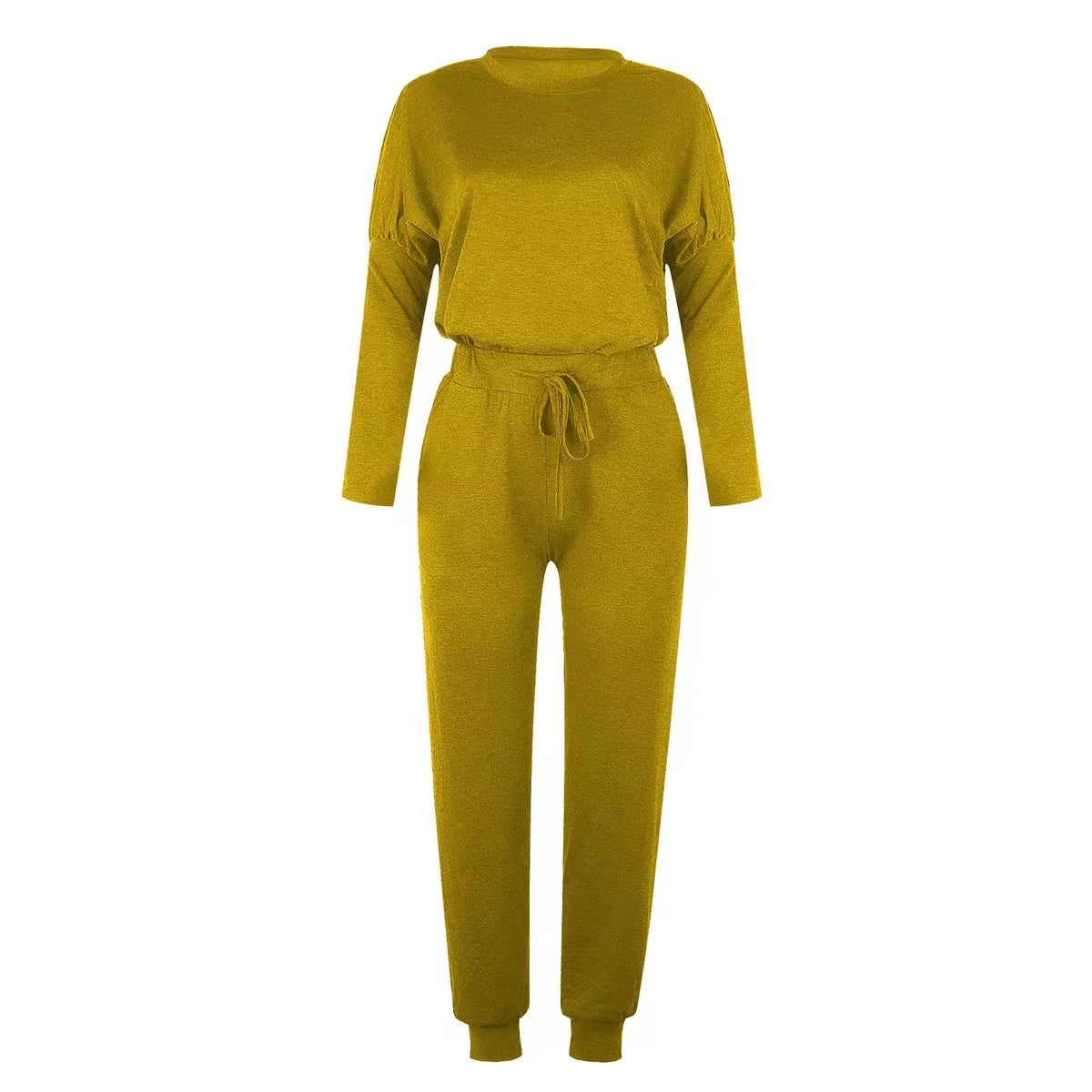Linda Solid Color Casual Sport Set Set Claire & Clara Yellow S 