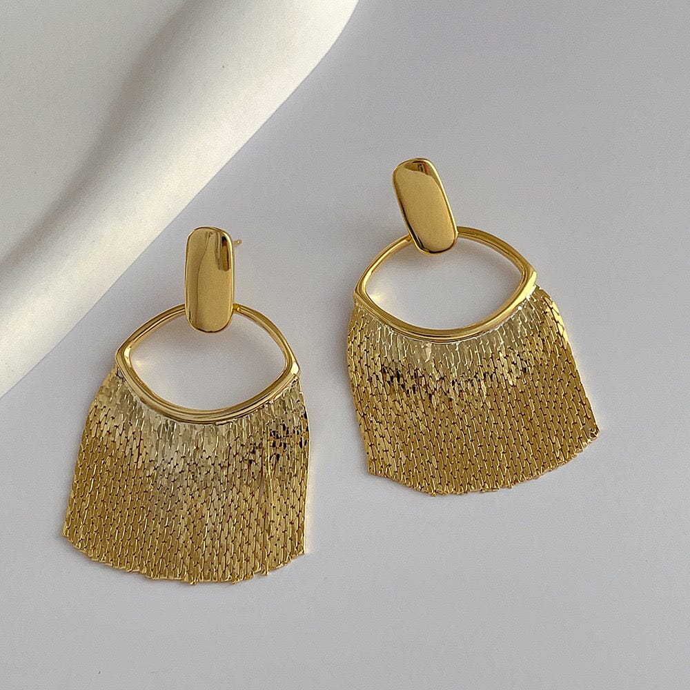 Line Tassel Metal Stud Earrings Earrings Claire & Clara Gold 