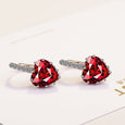 Love Heart Diamond Earrings Earrings Claire & Clara Red 