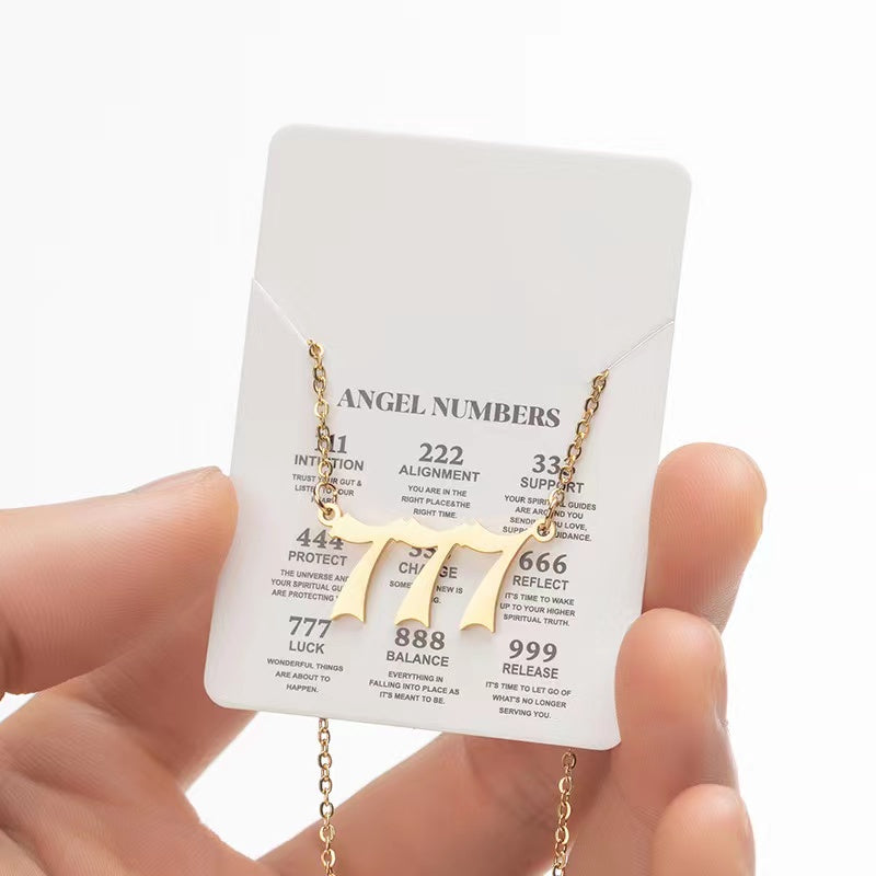 Lucky Angel Number Stainless Steel Necklace Necklace Claire & Clara Gold 777 