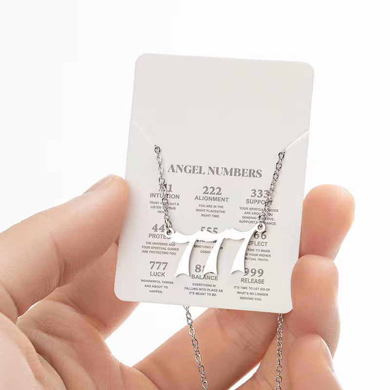 Lucky Angel Number Stainless Steel Necklace Necklace Claire & Clara Silver 777 