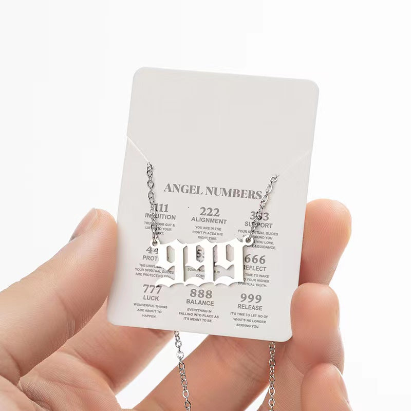 Lucky Angel Number Stainless Steel Necklace Necklace Claire & Clara Silver 999 