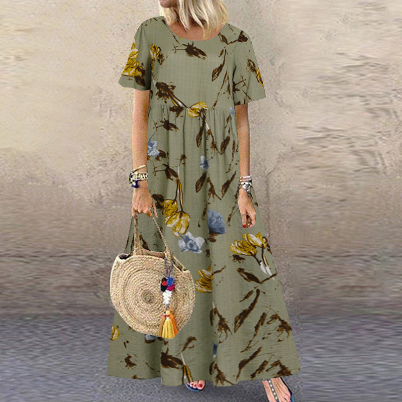 Lydia Printed Casual Floral Maxi Dress Dresses Claire & Clara Green S 