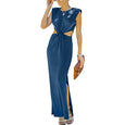 Lyla Side Cutout Padded Shoulder Maxi Dresses Dresses Claire & Clara Navy Blue S 