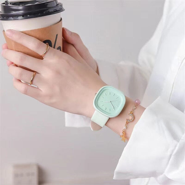 Macaron Cream Casual Watch Watches Claire & Clara Square Green 
