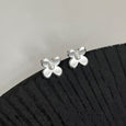 Matte 3D Flower Stud Earrings Earrings Claire & Clara Silver 