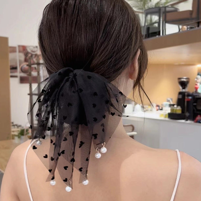 Mesh Pearl Tassel Hair Decoration Claire & Clara Black 
