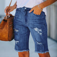 Mid Rise Denim Ripped Short Jeans Shorts Claire & Clara 