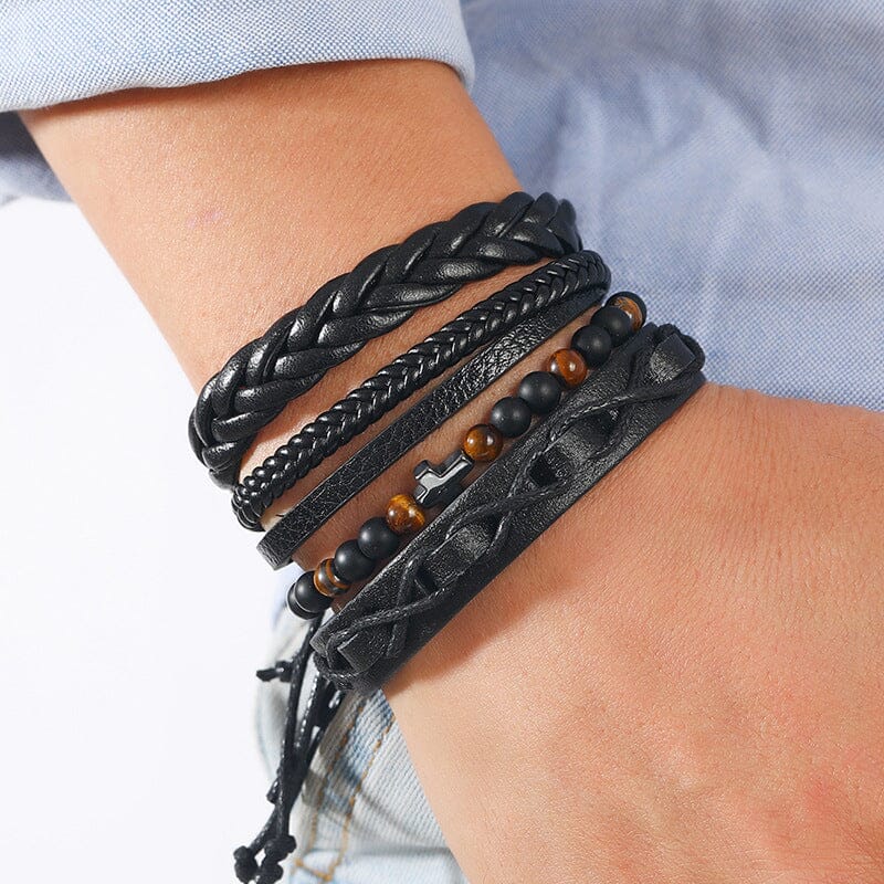 Minimalist Hand-woven Multi-layer Leather Bracelet Set Bracelet Claire & Clara 