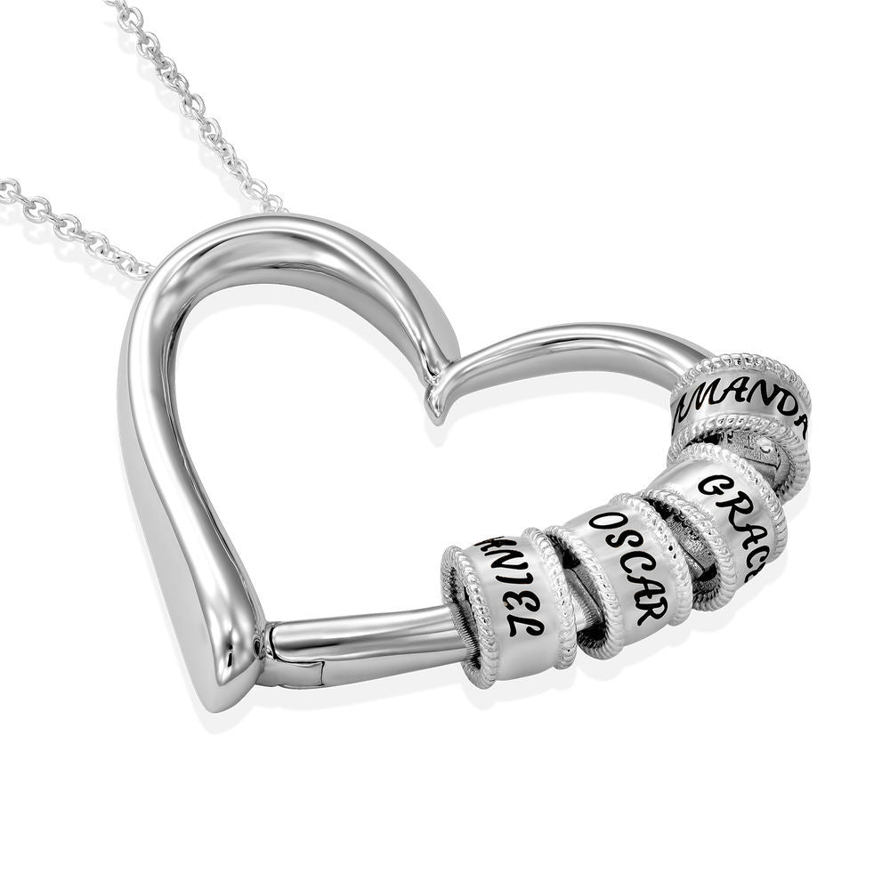 MOM IS MY MVP Customized Heart-shaped Necklace Claire & Clara Silver 