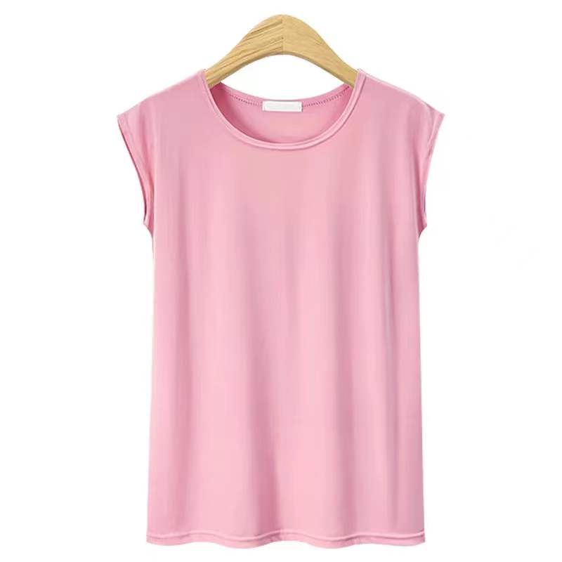 Nikki Basic Sleeveless Tee Top Claire & Clara Pink S 