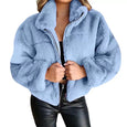 Oliver Fluffy Cropped Overcoat Outerwear Claire & Clara Blue S 