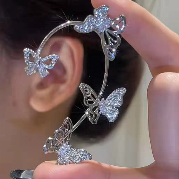 Openwork Silver Butterfly Earrings Earrings Claire & Clara Silver Left 