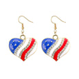 Patriotic Red White Blue American Flag Earrings Earrings Claire & Clara Gold Love heart 