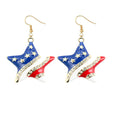 Patriotic Red White Blue American Flag Earrings Earrings Claire & Clara Gold Pentagram 