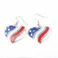 Patriotic Red White Blue American Flag Earrings Earrings Claire & Clara Silver Love heart 