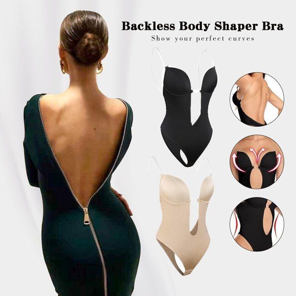 Backless Body Shaper Bra Mulheres Mergulhando Deep V-neck Body Shaper Fio  dental sem costura Invisibles Shapewear para casamento