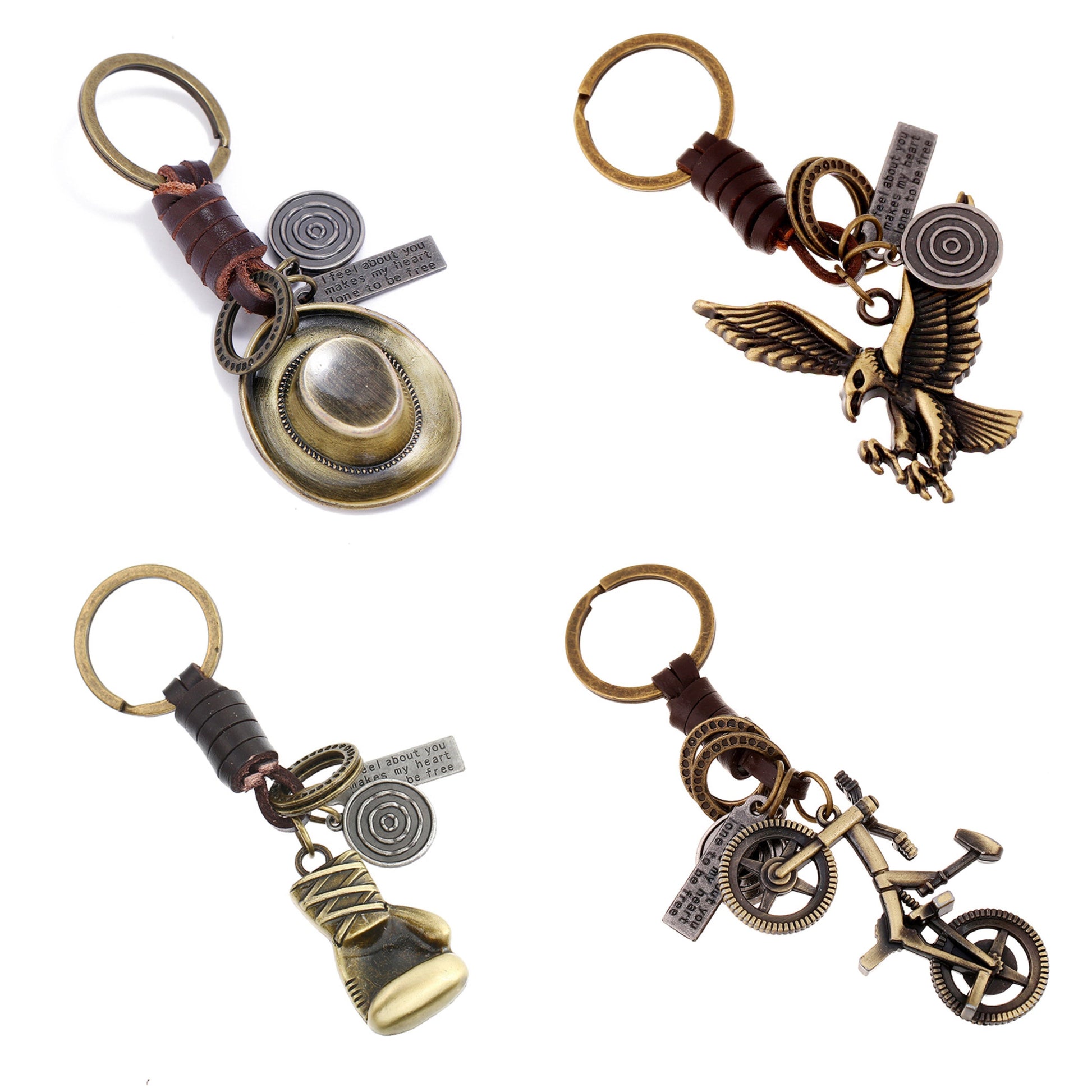 Punk Vintage Alloy Leather Keychain Apparel & Accessories Claire & Clara 
