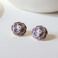Purple Camellia Pearl Earrings Earrings Claire & Clara 