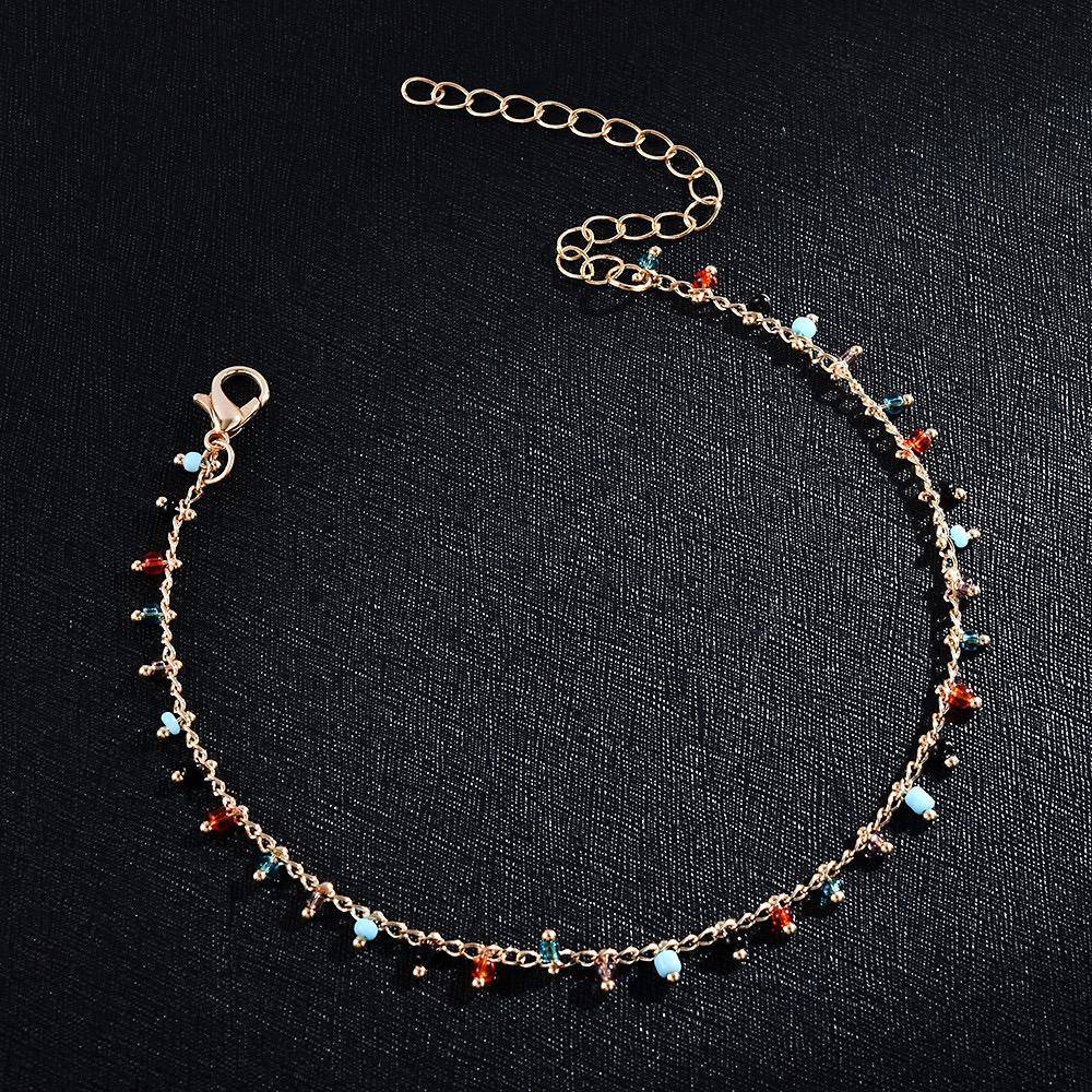Rainbow Beaded Tassel Pendant Anklet Anklet Claire & Clara 