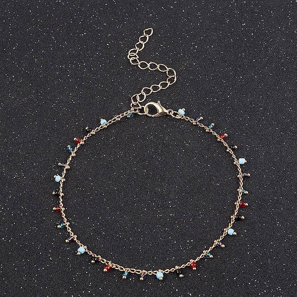 Rainbow Beaded Tassel Pendant Anklet Anklet Claire & Clara 