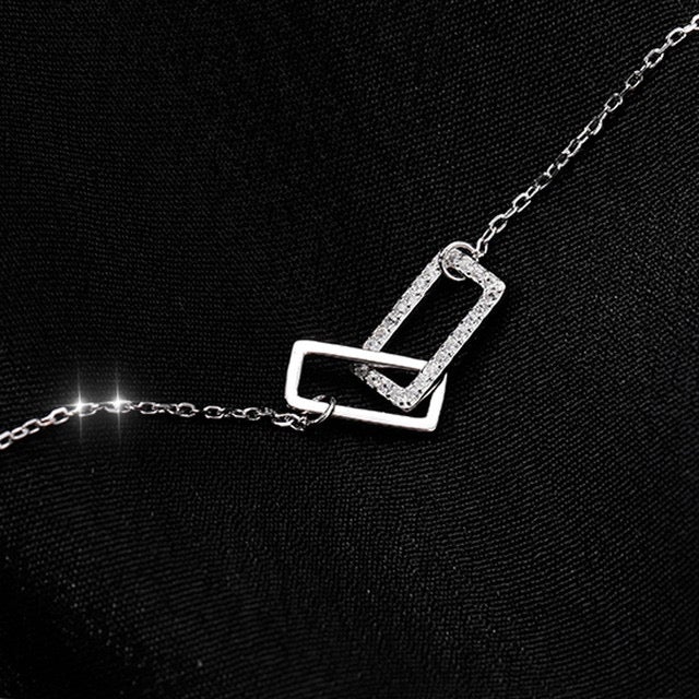 Rectangle Double Shiny Zirconia Circle Necklace Necklace > layered necklace > gold layered necklace > gold necklace > silver necklace > gold chain > gold pendant > silver pendant > gold pendant necklace > choker necklace > choker > gold choker necklace > silver choker necklace > chokers for women Claire & Clara 