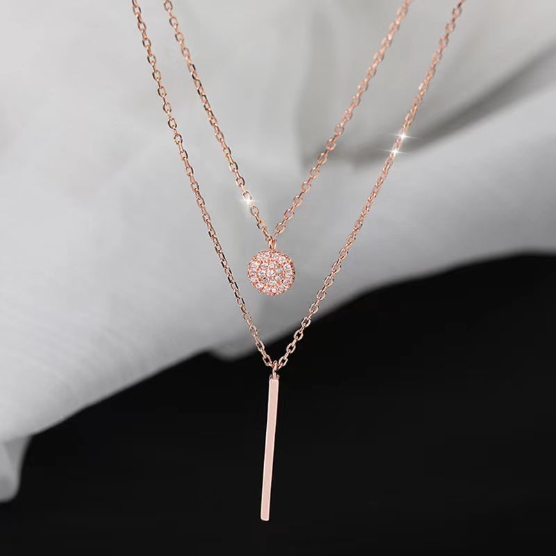 Round Shiny Full Zircon Long Pendant Necklaces Necklace > choker necklace > choker > gold necklace > gold choker necklace > chokers for women > butterfly necklace > diamond choker > butterfly chain > gold butterfly necklace > butterfly choker > diamond choker necklace > diamond butterfly necklace Claire & Clara Rose Gold 