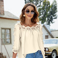 Ruby Lace Crochet Square Collar Top Top Claire & Clara Apricot S 