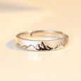 S925 Silver Mountain Ocean Couple Ring Rings Claire & Clara Mountain 