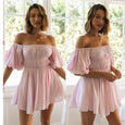 Sadie Puff Sleeve Off Shoulder Mini Dress Dresses Claire & Clara Pink S 