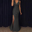Sherry Slit Sequin Maxi Evening Dress Dresses Claire & Clara Black S 