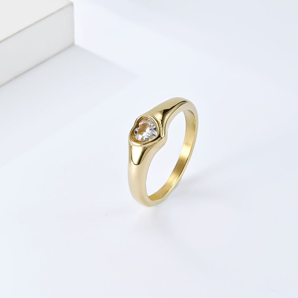 Simple Style Heart Diamond Ring Ring Claire & Clara Gold 5 