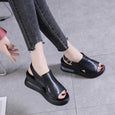Solid Color Open Toe Wedge Casual Sandals Shoes Claire & Clara 