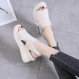 Solid Color Open Toe Wedge Casual Sandals Shoes Claire & Clara 