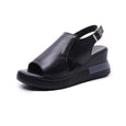 Solid Color Open Toe Wedge Casual Sandals Shoes Claire & Clara Black Sandals US 4.5