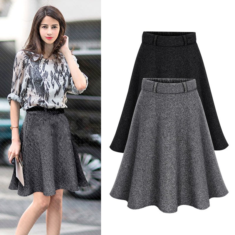 Solid Color Winter Pleated Woolen Skirt Bottoms Claire & Clara 