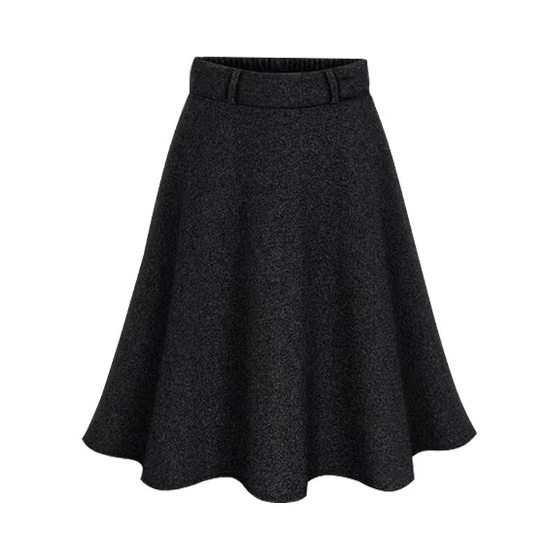 Solid Color Winter Pleated Woolen Skirt Bottoms Claire & Clara US 2 Black 