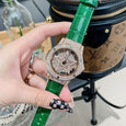 Spinning Pentagon Transparent Entry Luxury Ladies Watch Apparel & Accessories Claire & Clara Rose Dial Green Band 