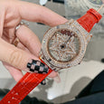Spinning Pentagon Transparent Entry Luxury Ladies Watch Apparel & Accessories Claire & Clara Rose Dial Red Band 