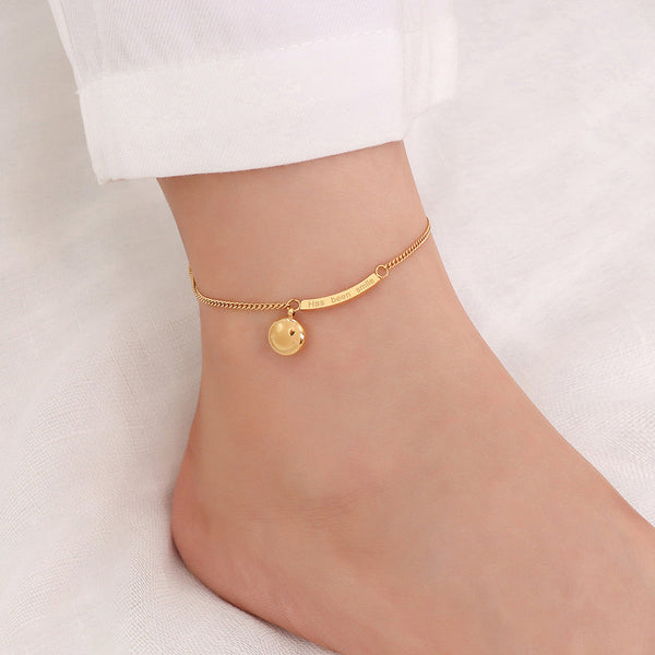 Stainless Steel Gold Color Smile Anklet Anklet Claire & Clara Gold 